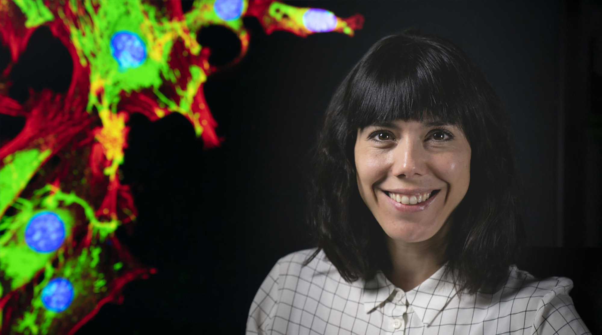 portrait of woman with a colored background