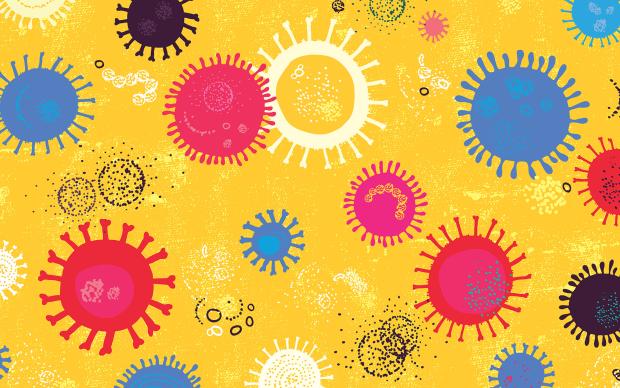 Vibrant vector image made from hand drawn elements depicting virus concept