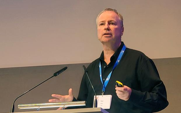 Peer Bork giving a talk at the [BC]2 Basel Computational Biology Conference