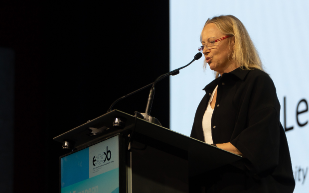 Photo of Audrey Leuba speaking at ECCB 2026