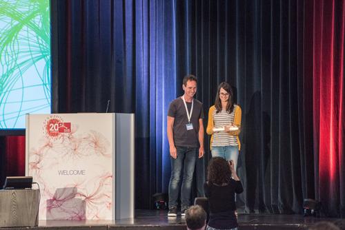 The three winners of the SIB Awards 2018, from left to right: Emma Ricart (Lightning Talk Award), Adithi Varadarajan (Lightning Talk Award) and David Dylus (Best Poster Award)