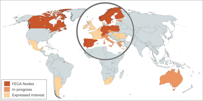 World map showing FEGA's network