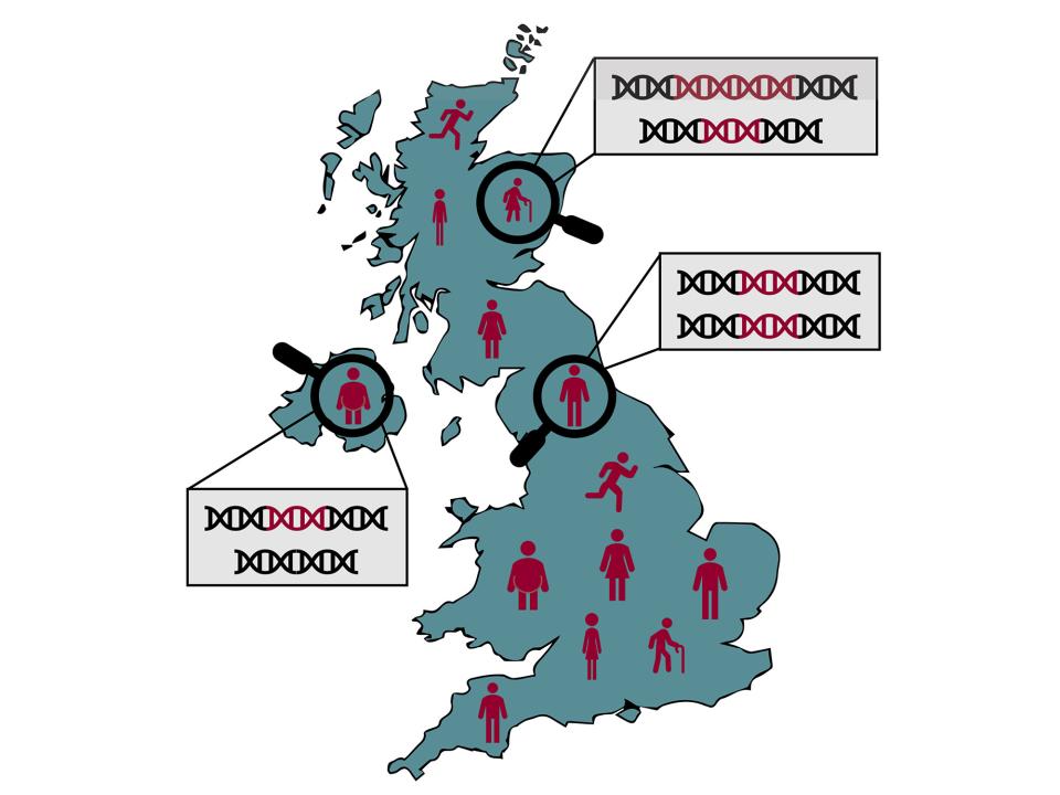 a map of the uk showing the locations of people with dna